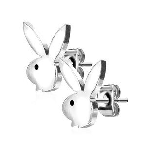 NEW PLAYBOY Silver Stud Earrings Playboy Bunny Y2K Cute